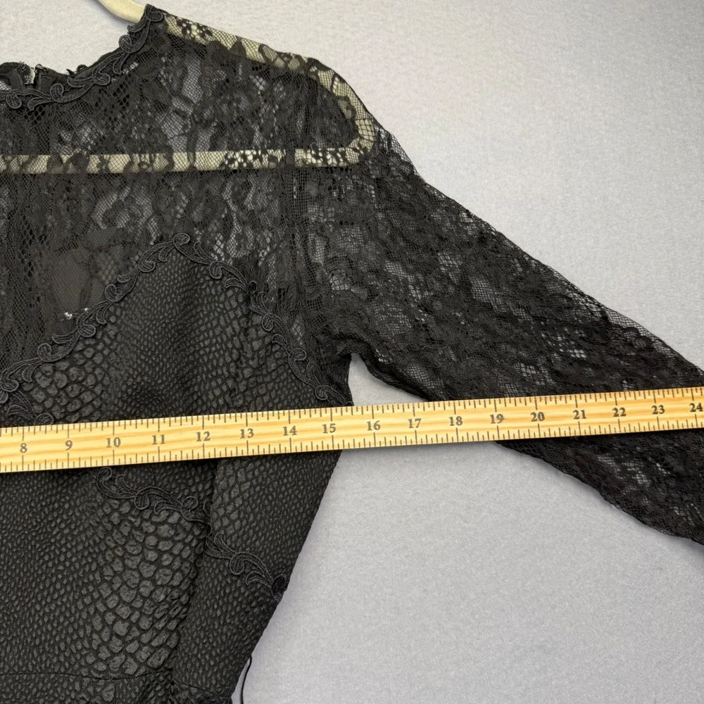The Kooples Black Snakeskin Lace Fit Flare Dress FR1635 BLA01 Size 3 L - Picture 4 of 10